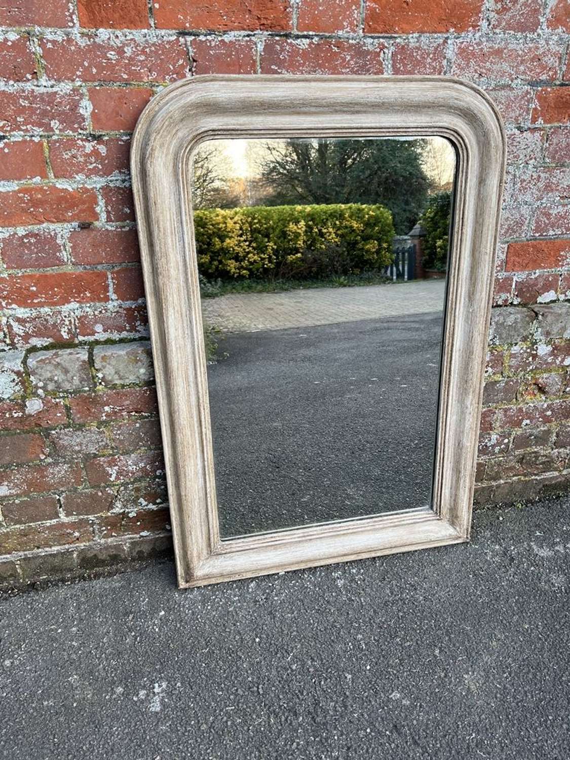 A Delightful Antique French 19th C arched top painted Mirror.