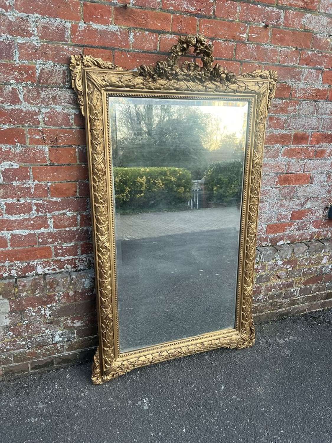 A Stunning large Antique French 19th C gilt leaf framed Mirror.