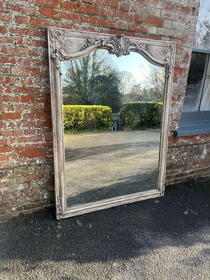 A Stunning large Antique French 19th C shaped top painted Mirror.
