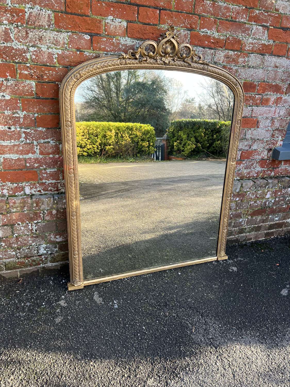 A Fabulous good size Antique English 19th C  gilt Overmantle Mirror.