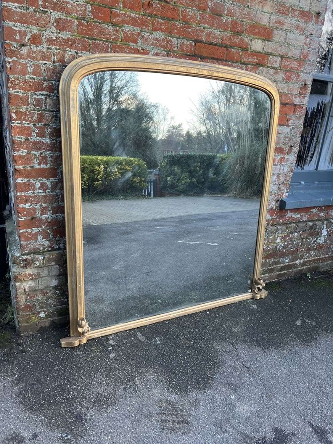 An Exceptional large Antique English 19th C Gilt Overmantle Mirror.