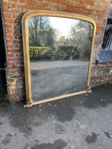 An Exceptional large Antique English 19th C Gilt Overmantle Mirror.