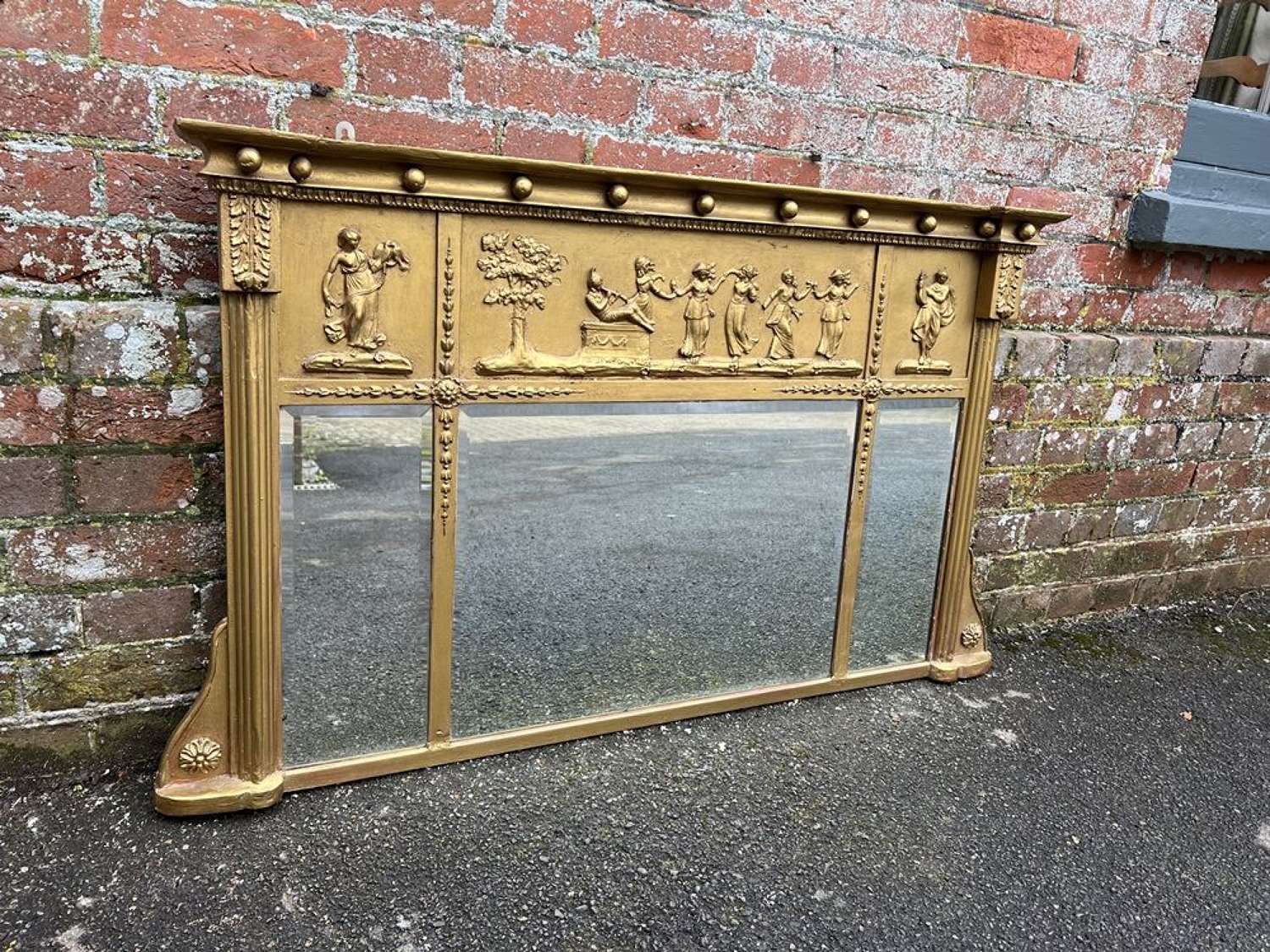A Delightful good size Antique English 19th C gilt Overmantle Mirror.