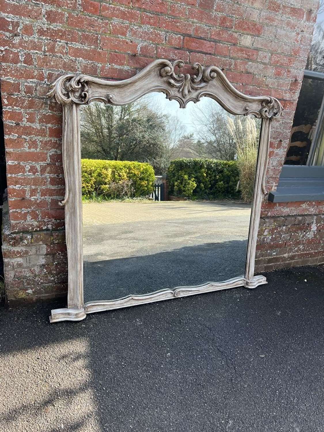 A Delightful large Antique English 19th C ornate Overmantle Mirror.