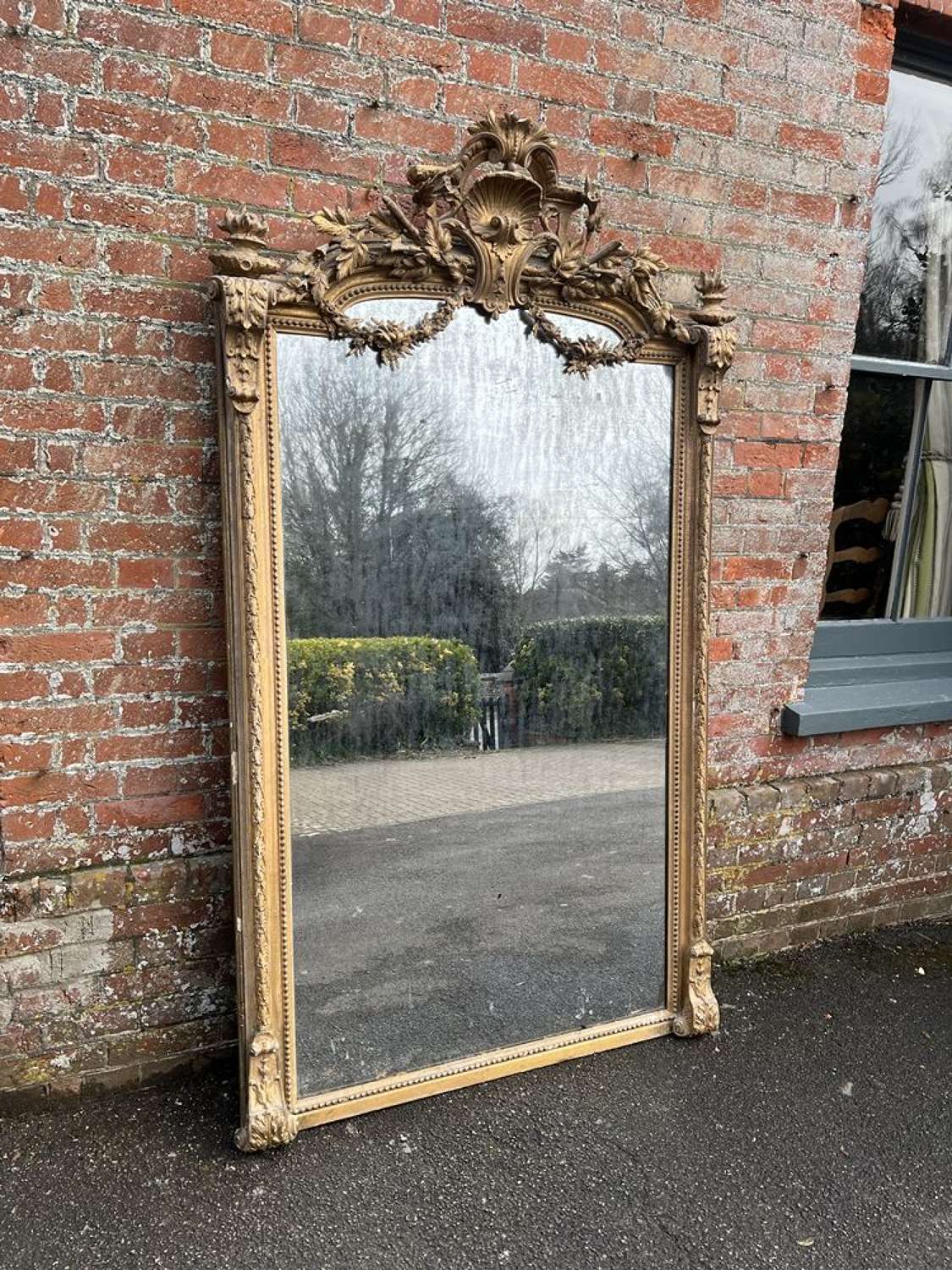 A Spectacular large Antique English 19th C original gilt Mirror.