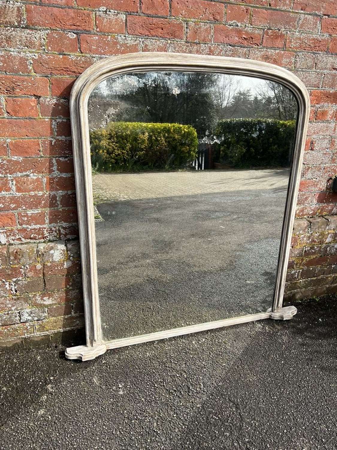 A Delightful large Antique English 19th C painted Overmantle Mirror.