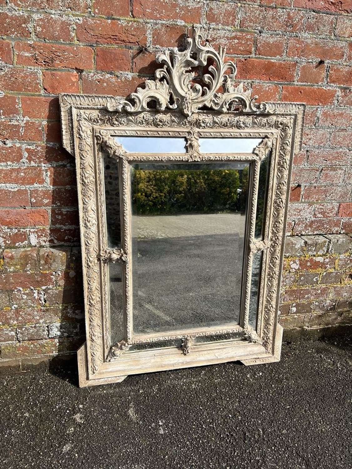 A Fabulous good size Antique French 19th C painted Cushion Mirror.