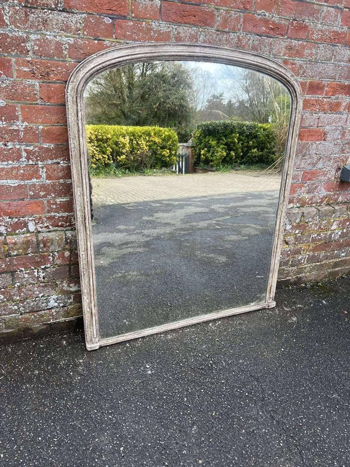 A Wonderful large Antique English painted Overmantle Mirror.
