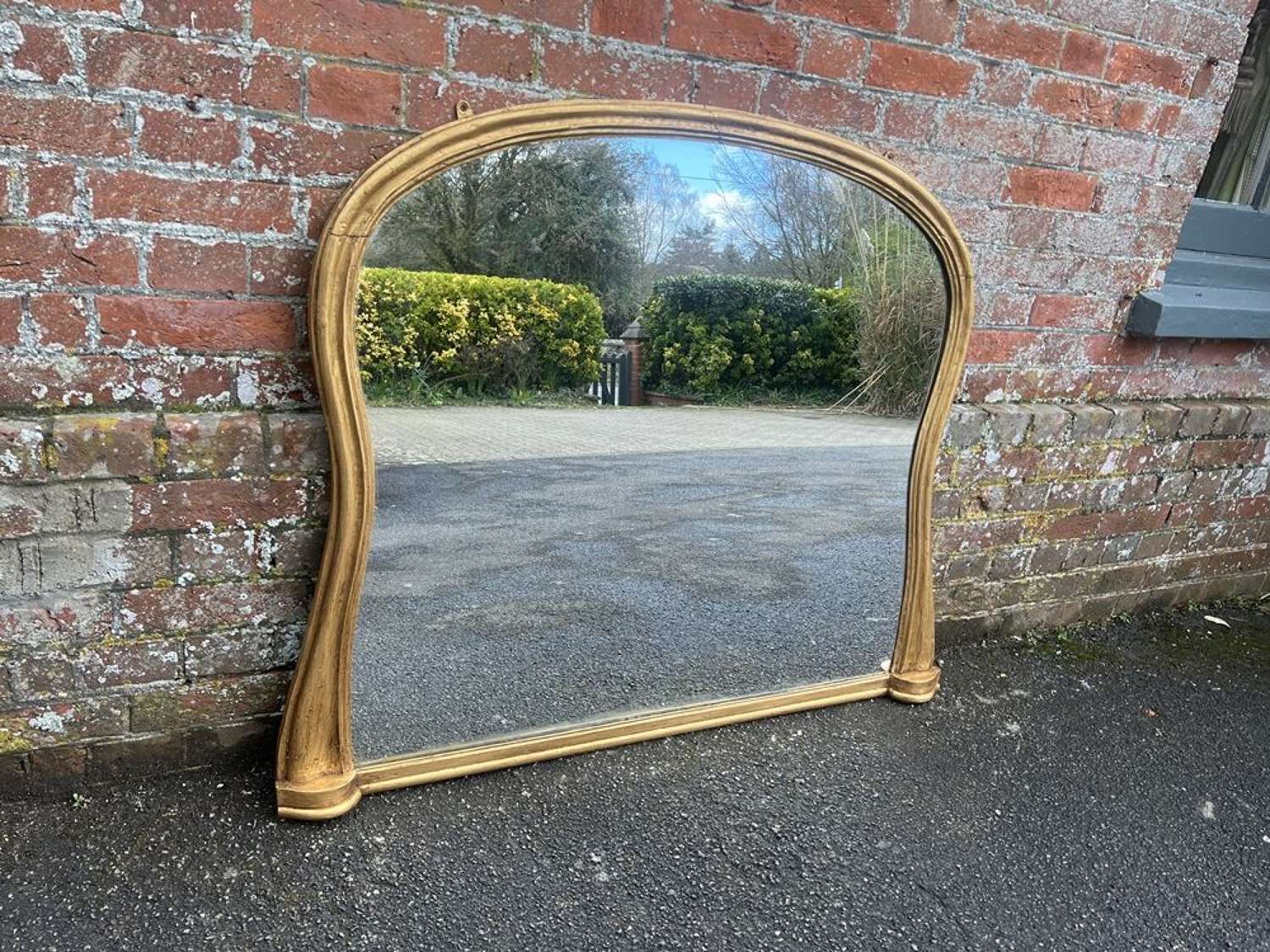 A Delightful good size Antique English 19th C gilt Overmantle Mirror.