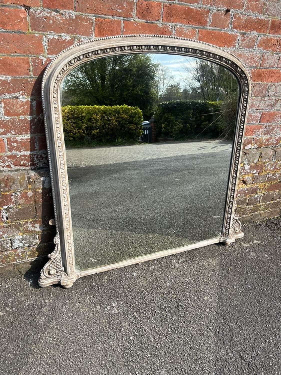 A Superb good size Antique English 19th C arched top Overmantle Mirror