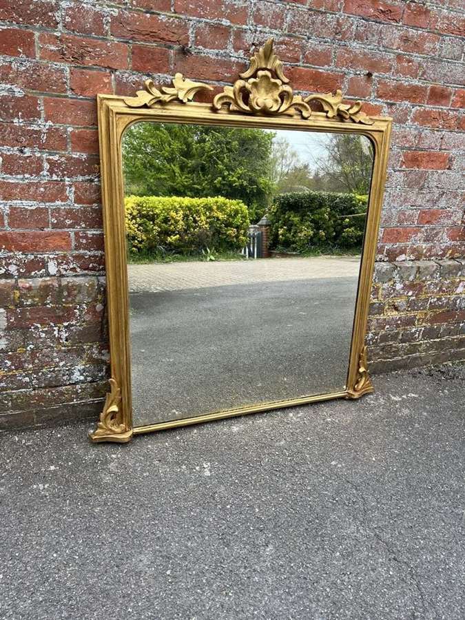 A Superb good size Antique English 19th C gilt Overmantle Mirror.