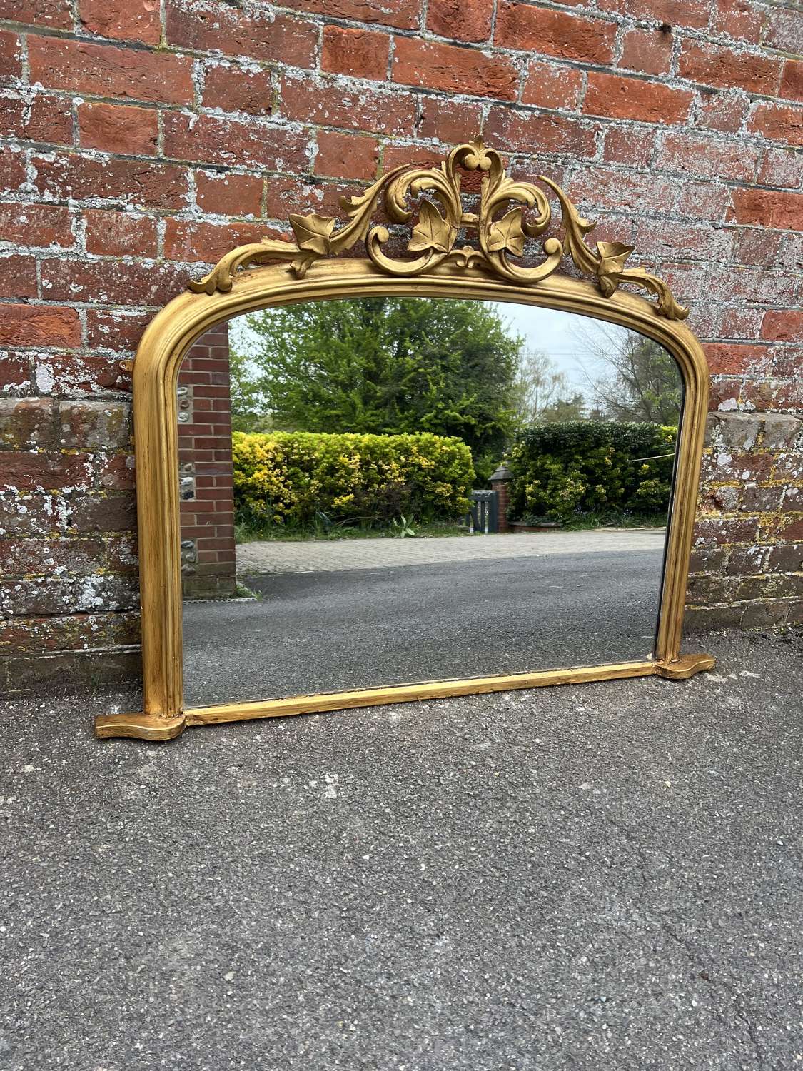 A Fabulous highly useful Antique English 19th C gilt Overmantle Mirror