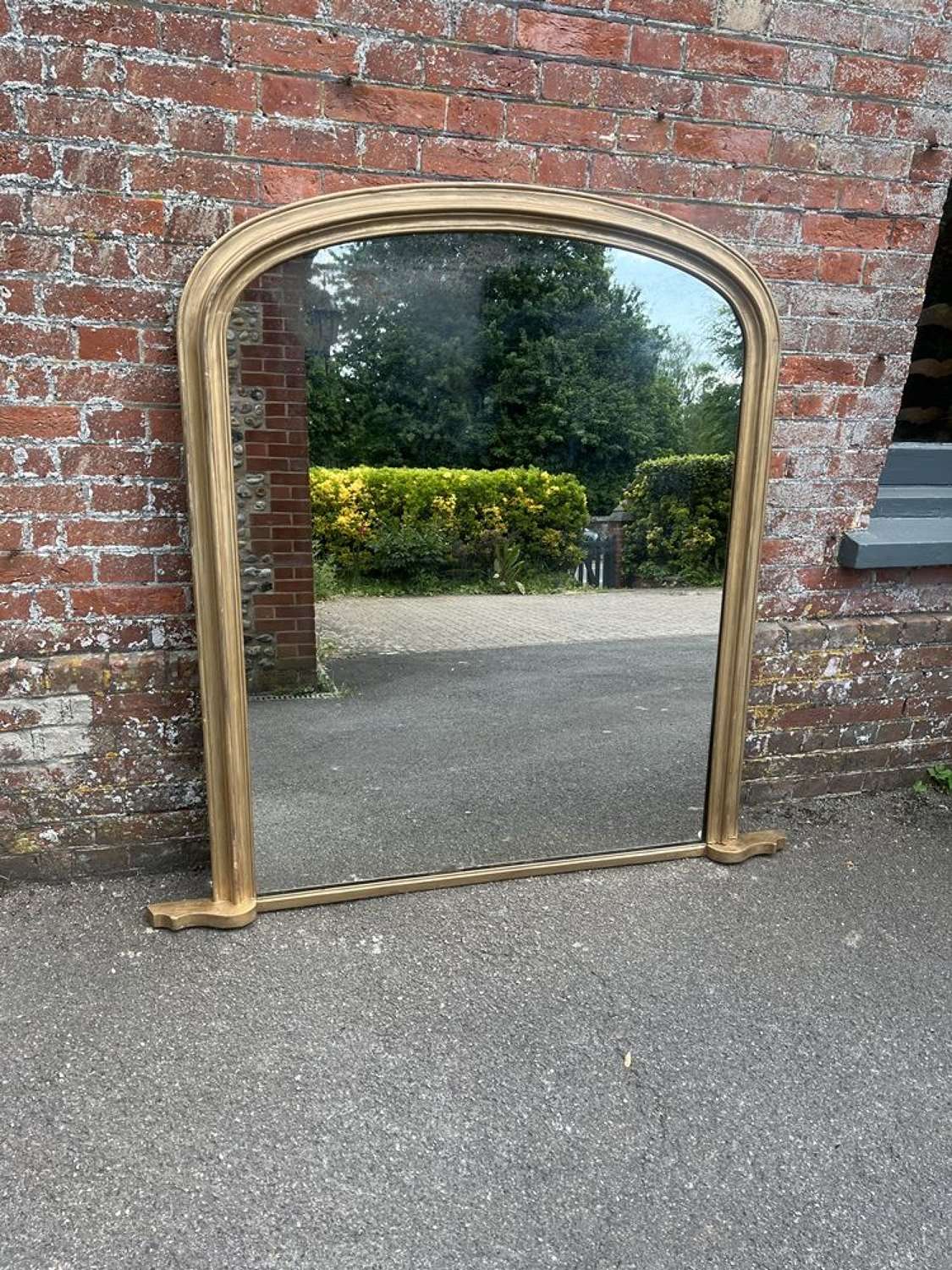 A Stunning large Antique English 19th C arched Overmantle Mirror.