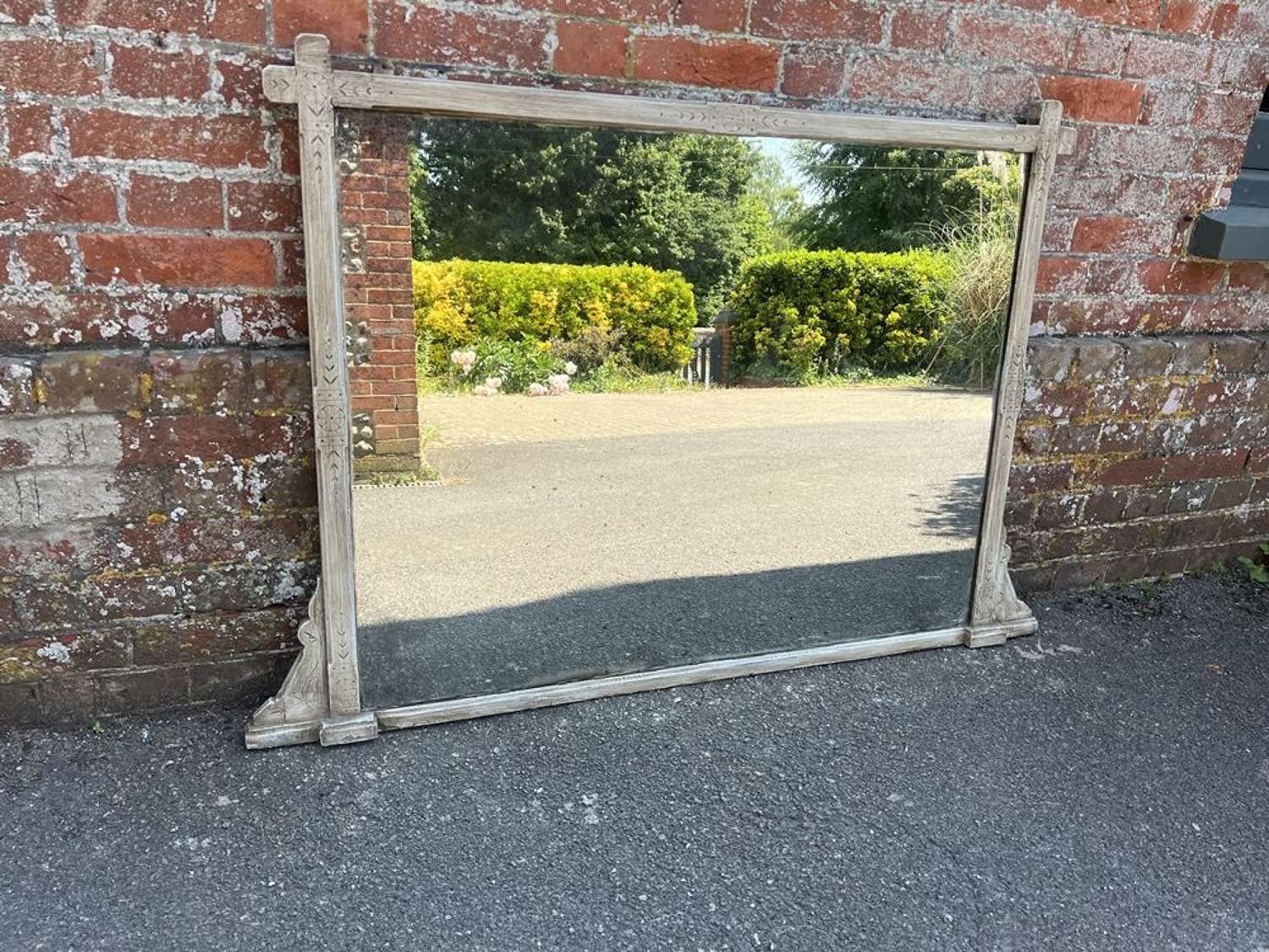 A Wonderful highly useful size Antique English19th C Overmantle Mirror