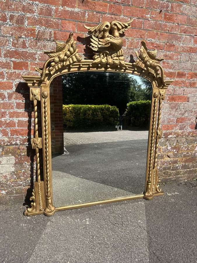 A Fabulous large Antique English 19th C shaped top ornate gilt Mirror.