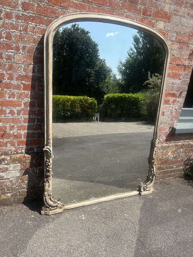 A Spectacular large Antique English 19th C arched painted Mirror.