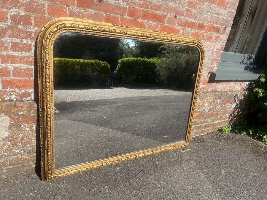 A Fabulous Antique English 19th C arched gilt Overmantle Mirror.