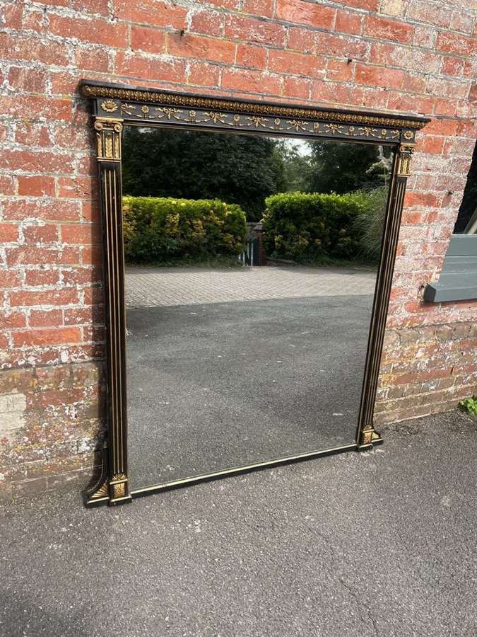 A Superb large Antique English 19thC Gilt & Ebonized Overmantle Mirror
