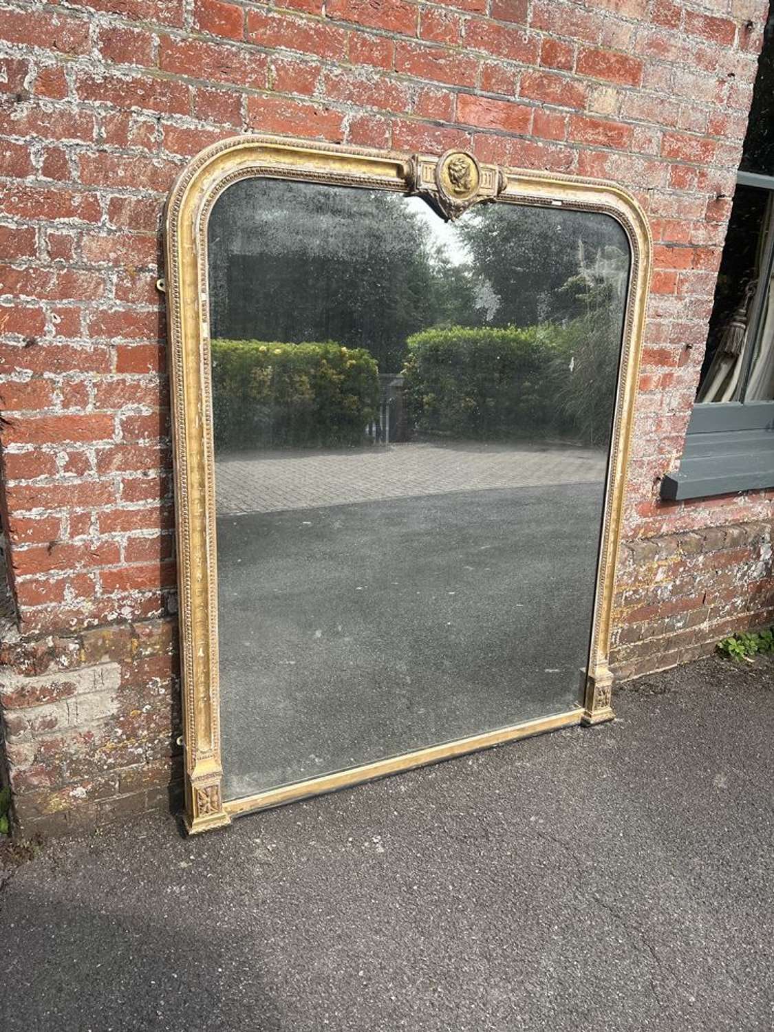 A Highly Impressive large Antique 19thC English gilt Overmantle Mirror