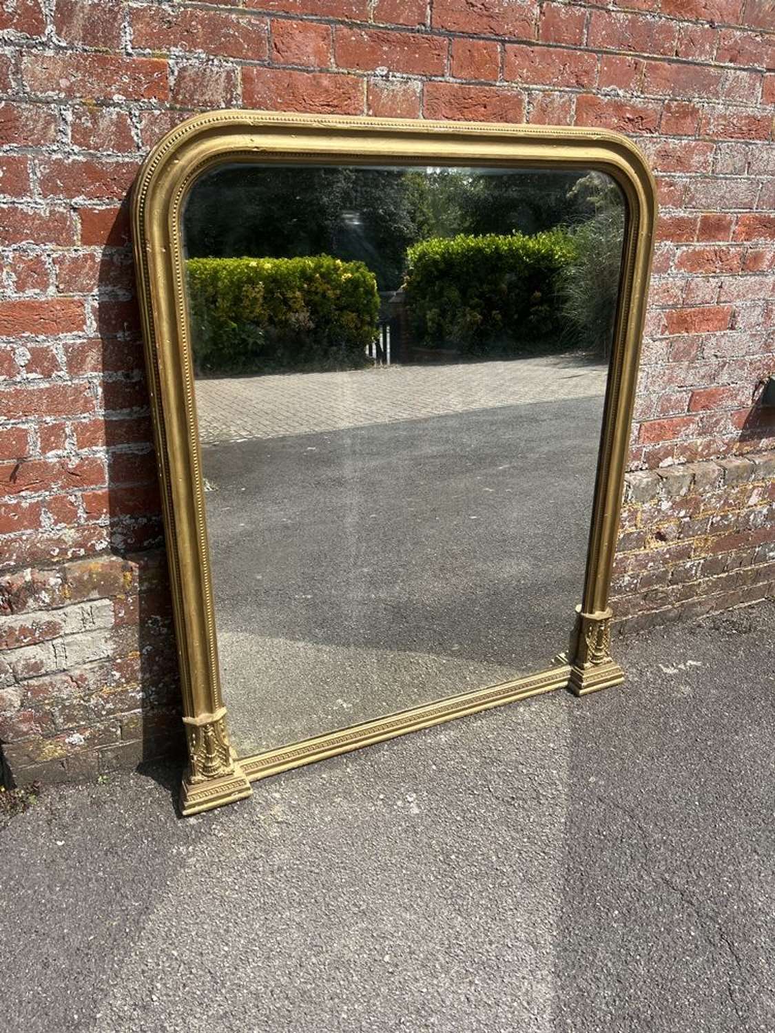 A Wonderful large Antique English 19th C arched gilt Overmantle Mirror