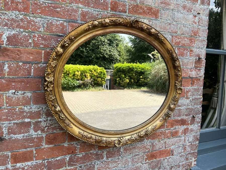 A Superb good size Antique French 19thC gilt Oval flowere frame Mirror