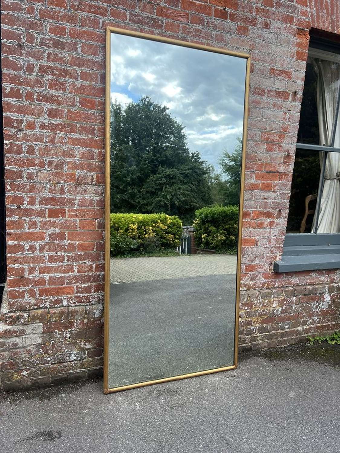 A Stunning large Antique French 19th C gilt plain Bistro Mirror.
