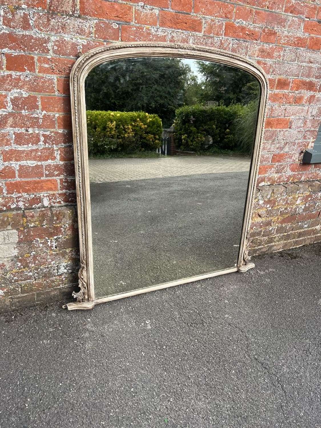 A Superb large Antique English 19th C painted Overmantle Mirror.