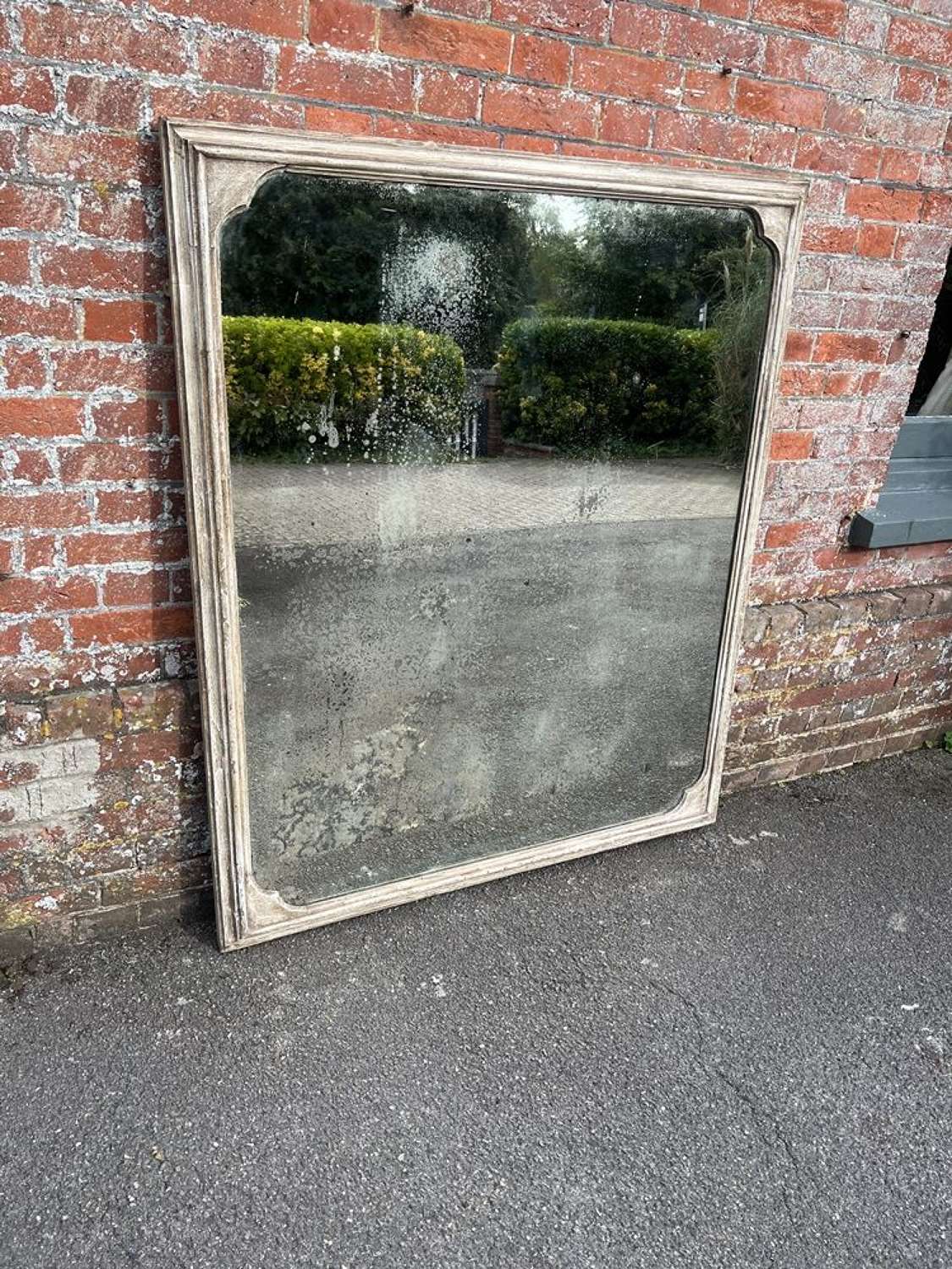 A Spectacular large Antique English 19th C painted distressed Mirror.