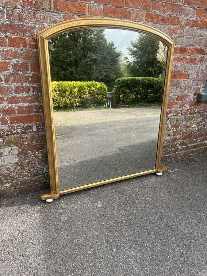 A Superb large Antique English 19thC shaped top gilt Overmantle Mirror