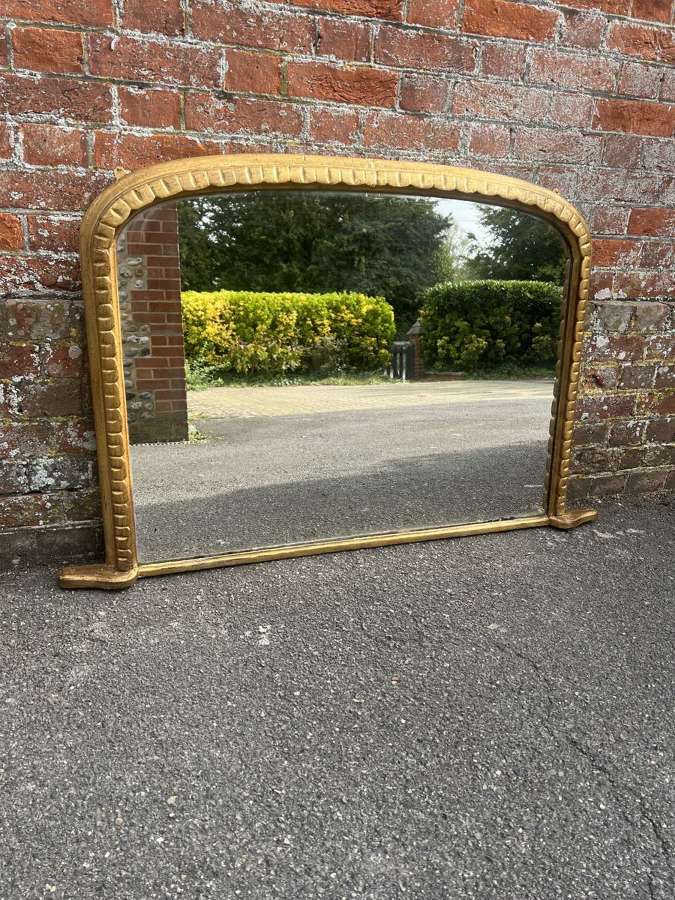 A Highly useful size Antique English 19thC arch top Overmantle Mirror