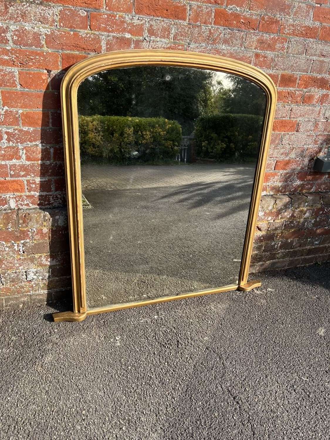 A Fabulous large Antique English 19th C arched top Overmantle Mirror.