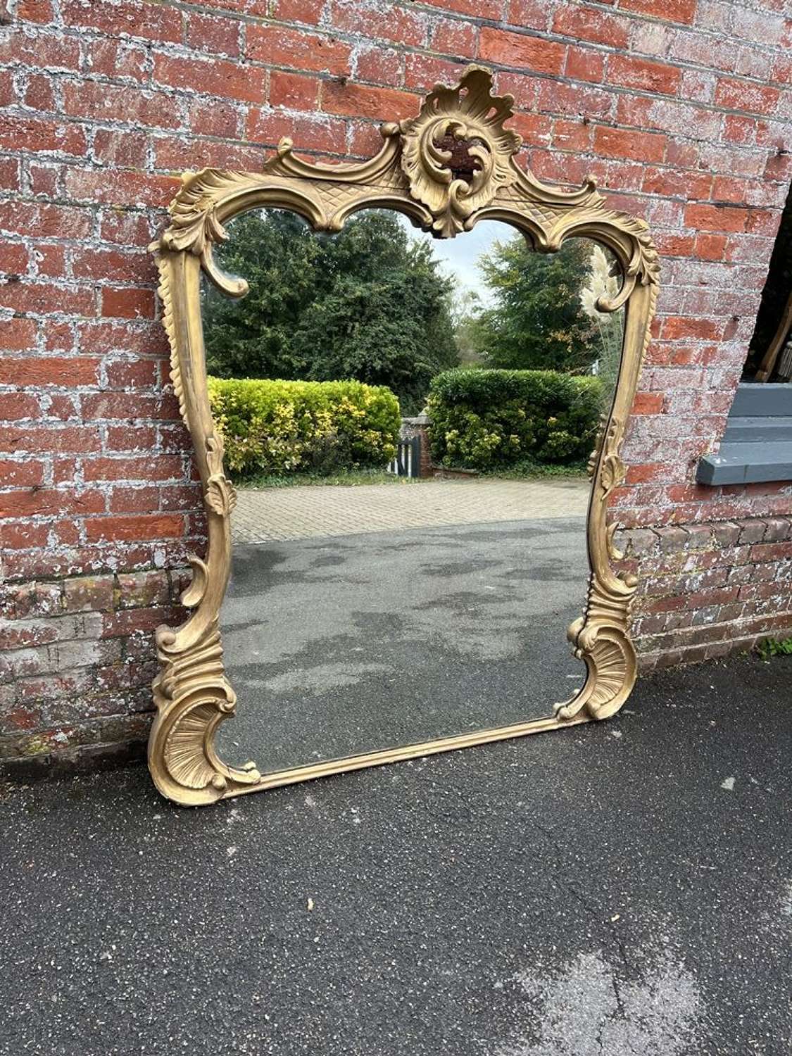 A Spectacular large Antique English 19th C original gilt shaped Mirror