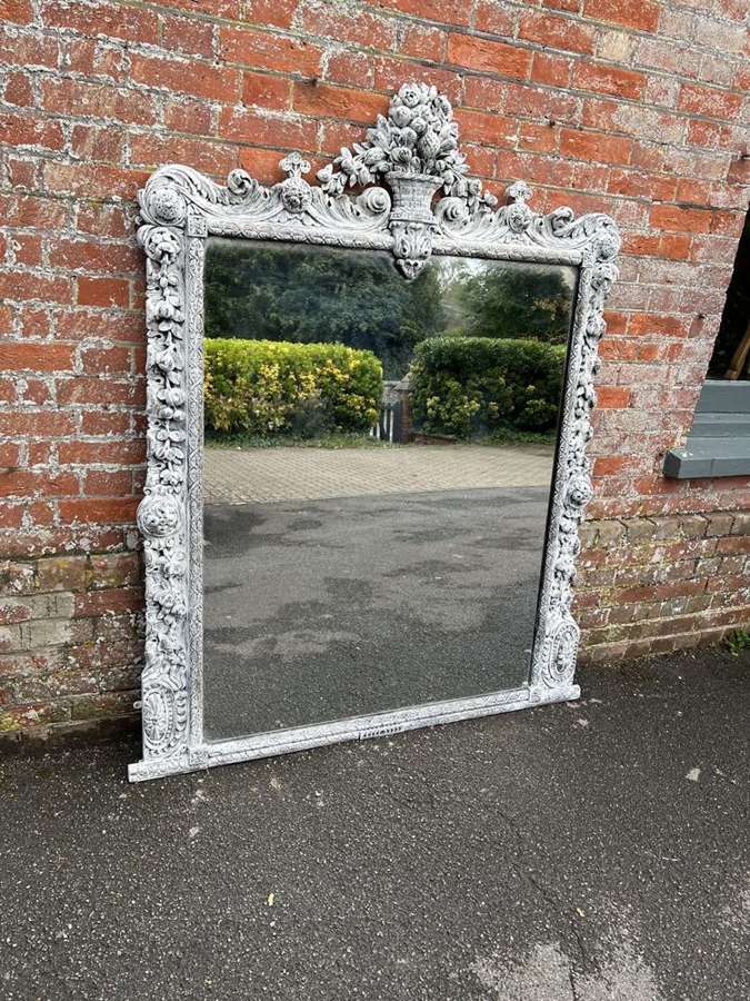 An Exceptional large Antique English 19th C painted Overmantle Mirror.