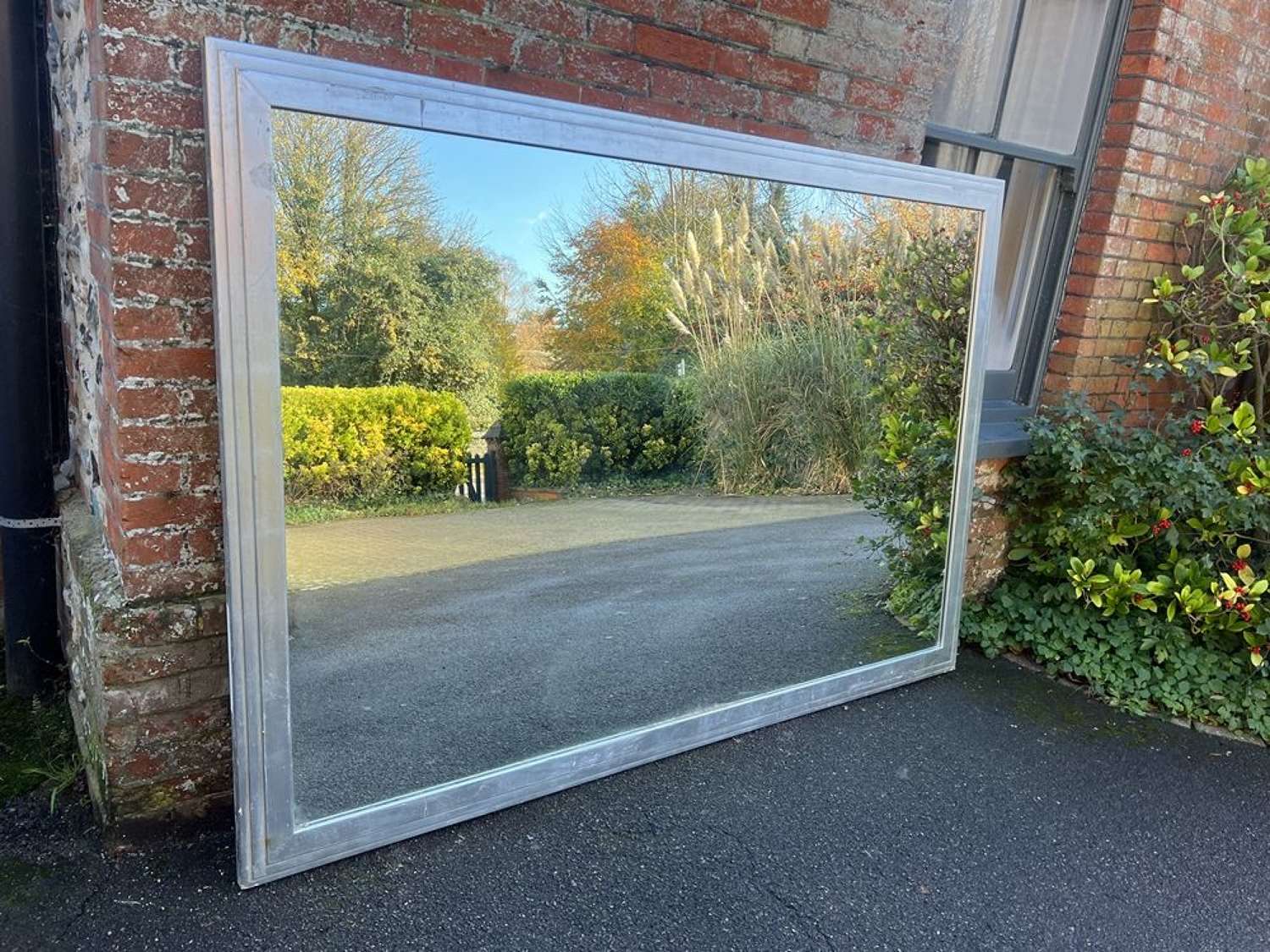 A Stunning Extra large Late 20th Century Silvered Ribbed framed Mirror