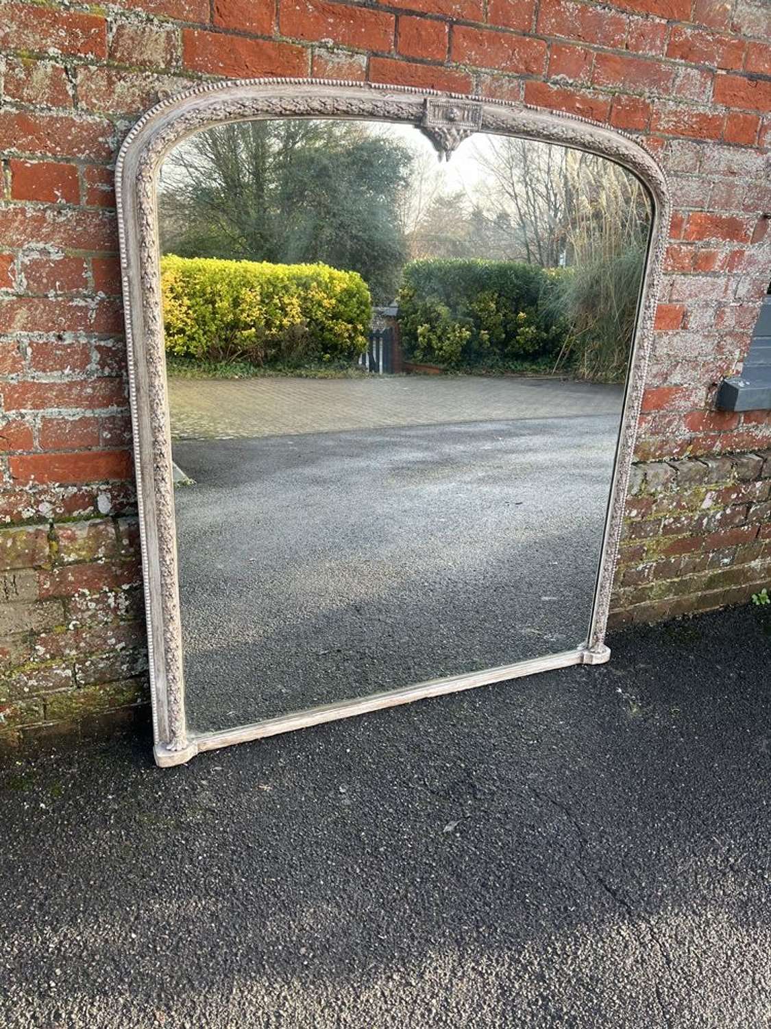 A Fabulous large Antique English 19th C painted Overmantel Mirror.