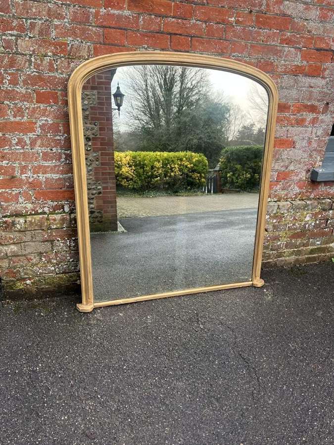 A Delightful large Antique English 19thC arched gilt Overmantle Mirror