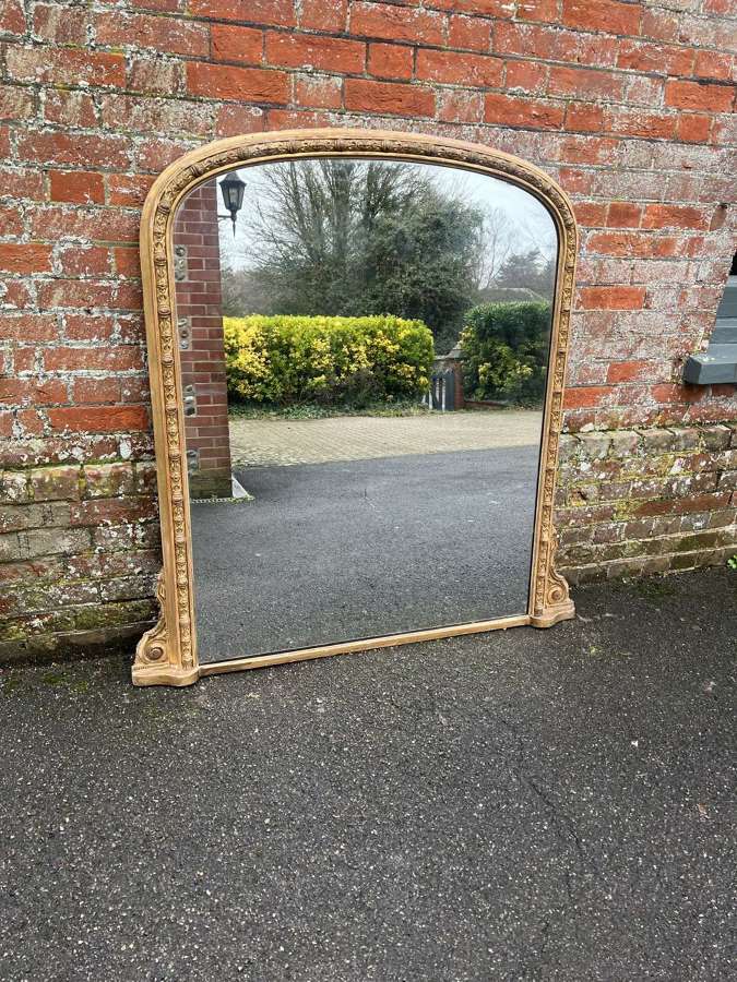 A Stunning large Antique English 19th C arched top ornate gilt Mirror.