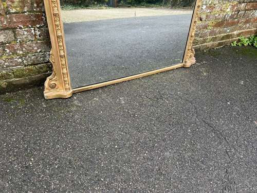 A Stunning large Antique English 19th C arched top ornate gilt Mirror.