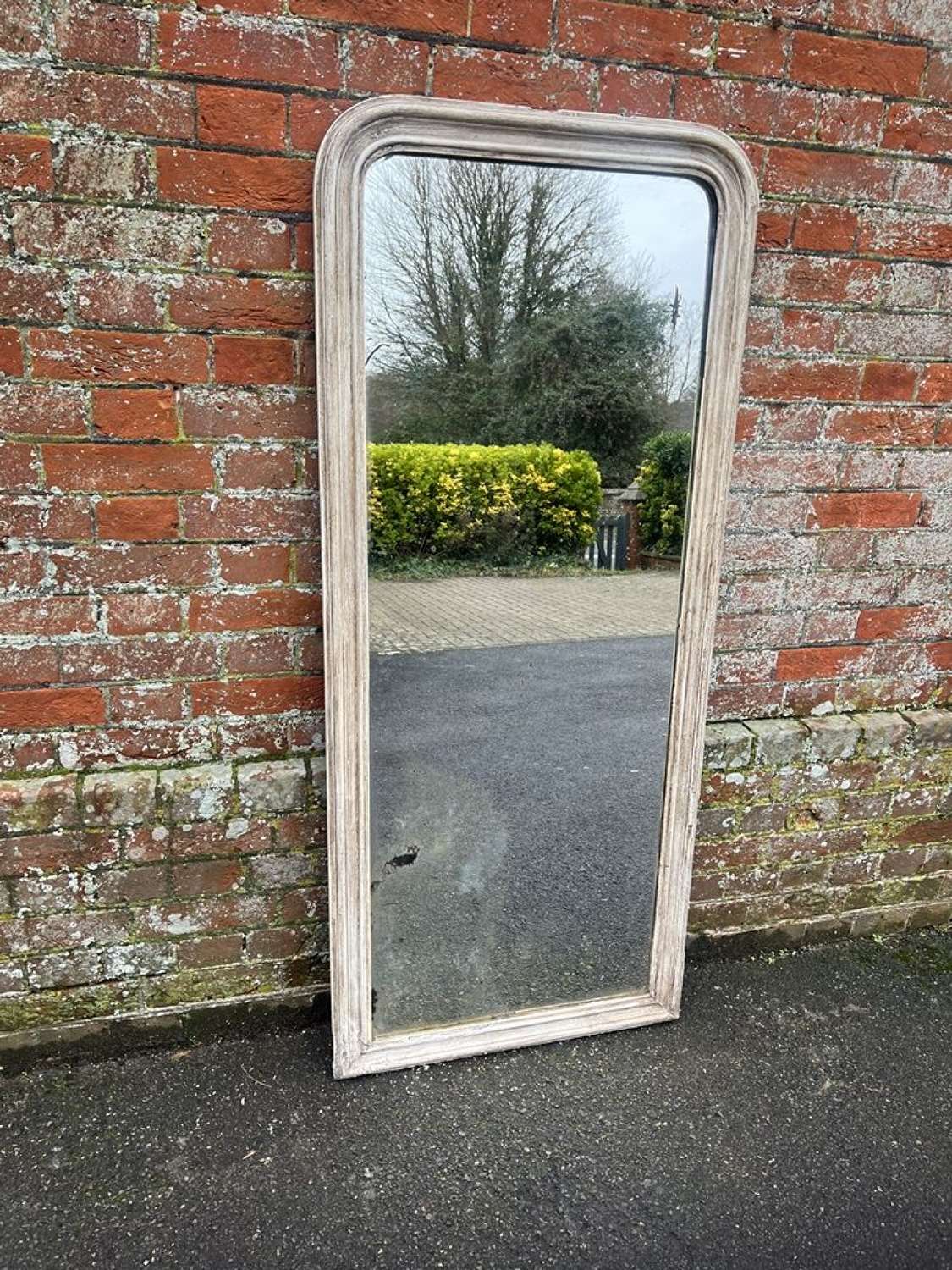 A Delightful large Antique French 19th C arched top painted Mirror.
