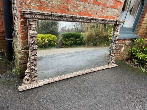 A Superb large Antique English 19th C ornate carved wood framed Mirror