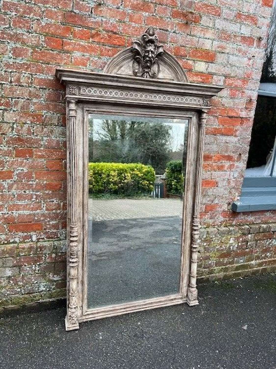 An Exceptional large Antique French 19thC painted column framed Mirror