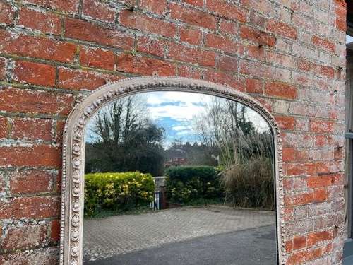 A Wonderful large Antique English 19th C arched top painted Mirror.
