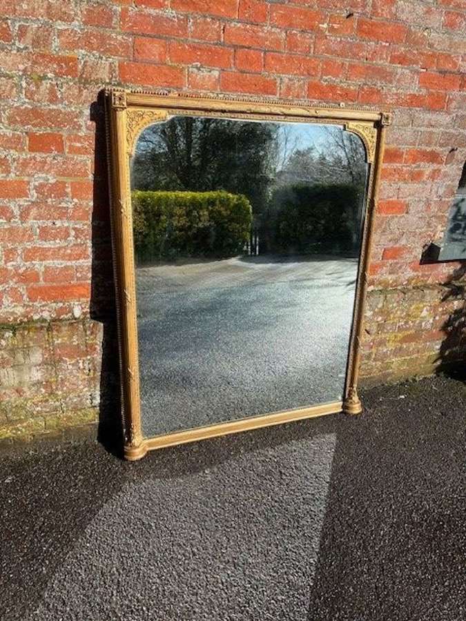 A Wonderful large Antique English 19th C gilt Overmantle Mirror.