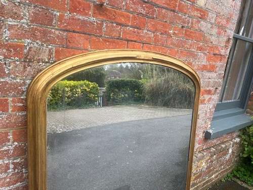 A Fab English 19th C arched top gilt Overmantle Mirror.