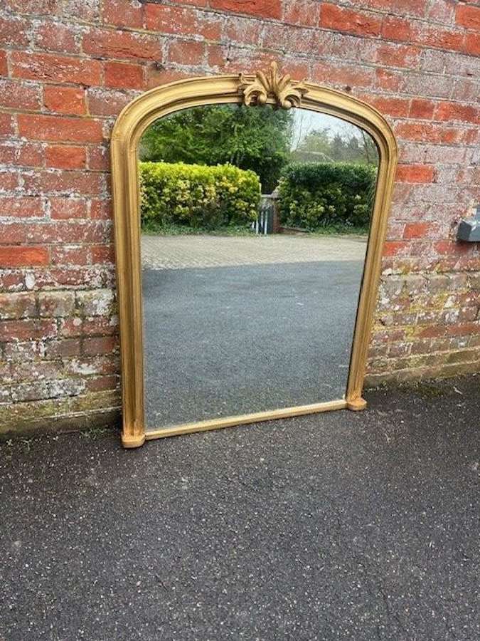 A Superb large Antique English 19th C arched gilt Overmantle Mirror