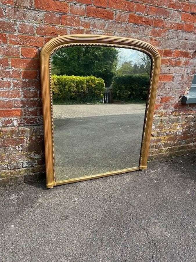 A Fabulous large Antique French 19th C arched ribbed Overmantle Mirror