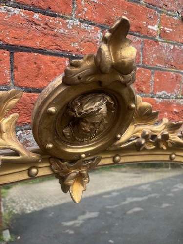 A Superb large Antique English 19th C shaped top original gilt Mirror.