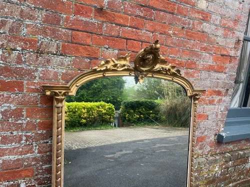 A Superb large Antique English 19th C shaped top original gilt Mirror.