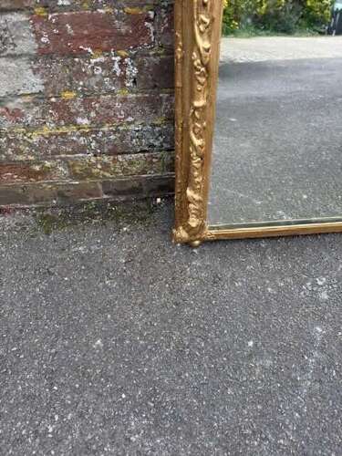 A Stunning large Antique English 19th C carved wood & gesso gilt Overmantle Mirror.