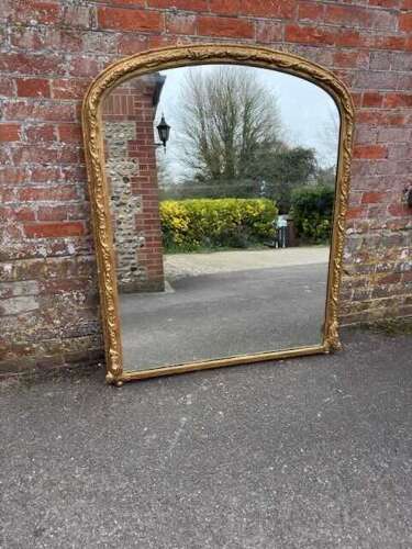 A Stunning large Antique English 19th C carved wood & gesso gilt Overmantle Mirror.